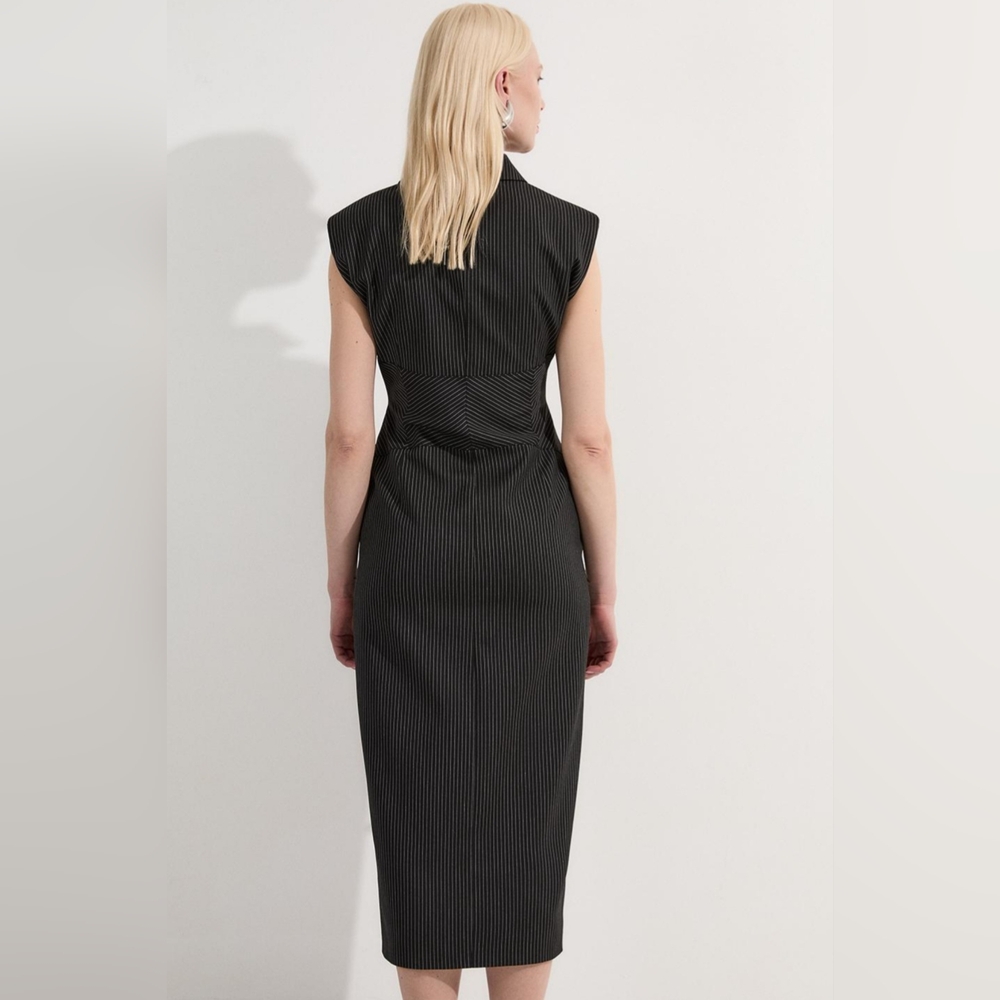 Karen Millen Pinstripe Corseted Tailored Pencil Midi DressSize 8 US - Picture 5 of 9